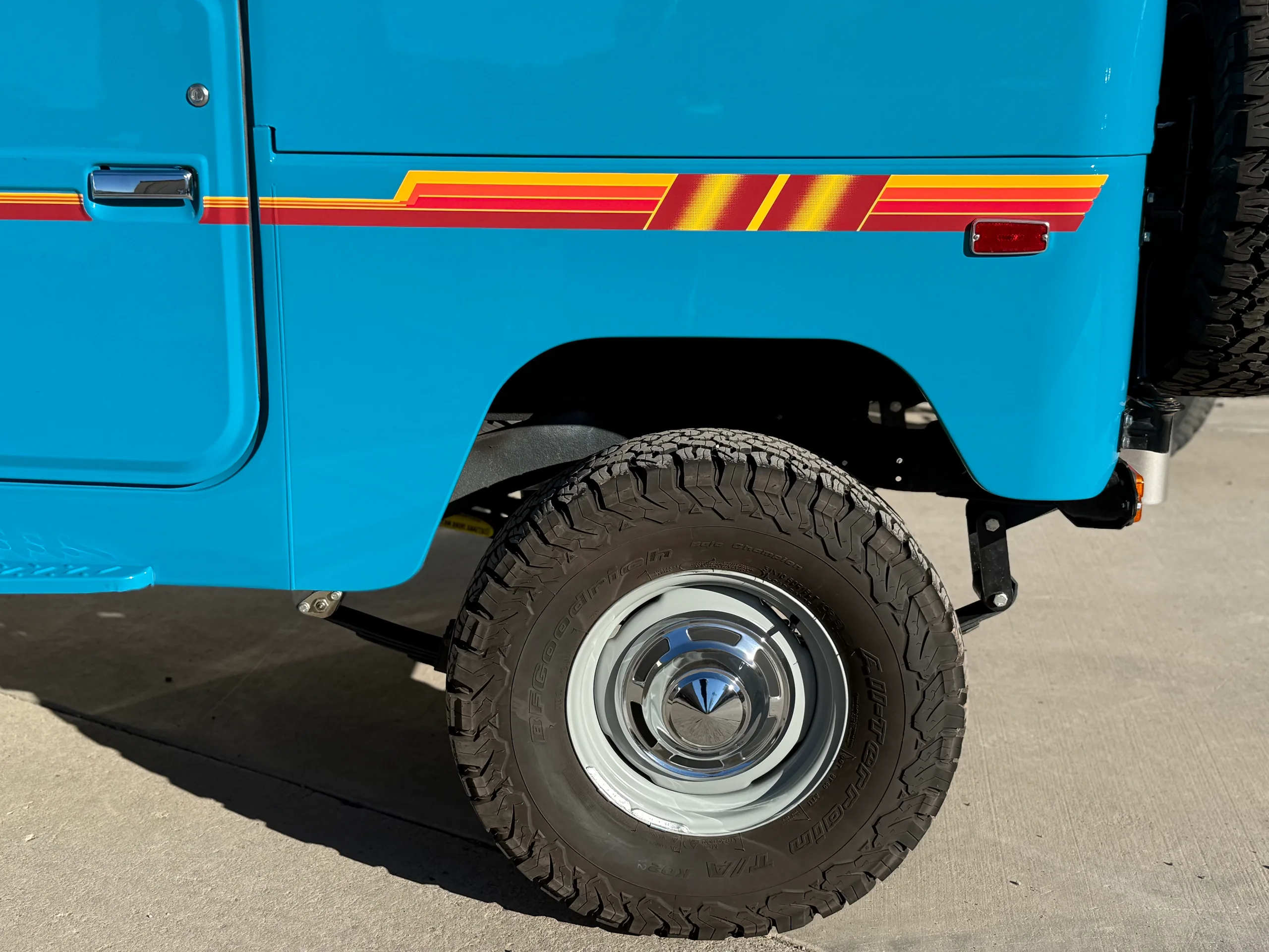 Blue FJ40 with wheelbase extension and completed bodywork