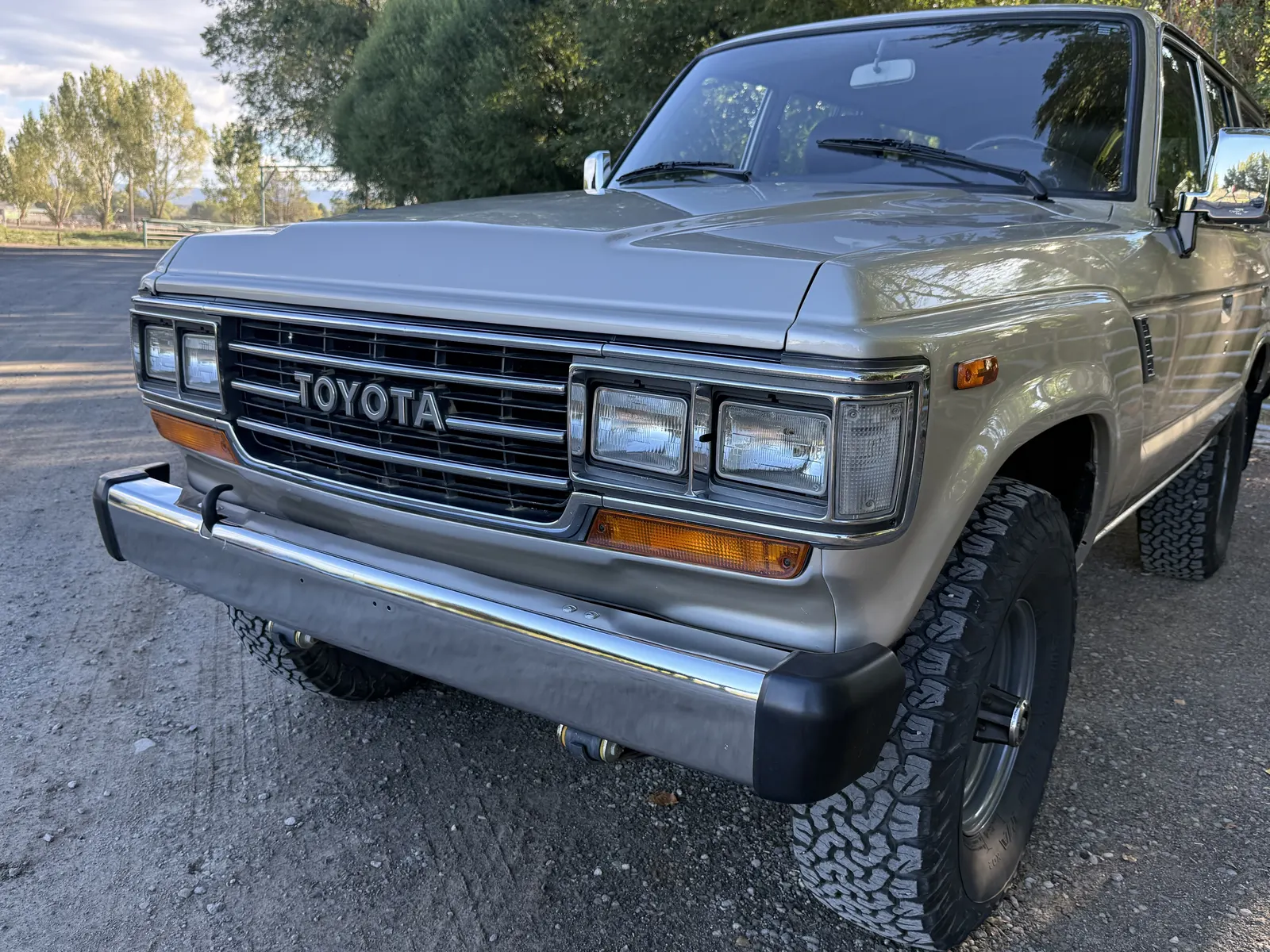 Toyota grille and headlights on the 1988 FJ62 Land Cruiser