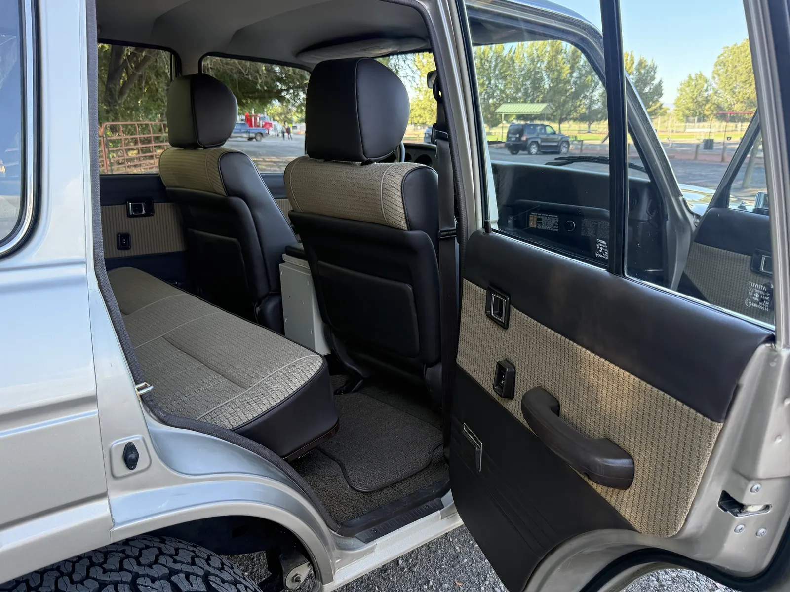 Rear passenger cabin and custom door panel in the 1988 FJ62