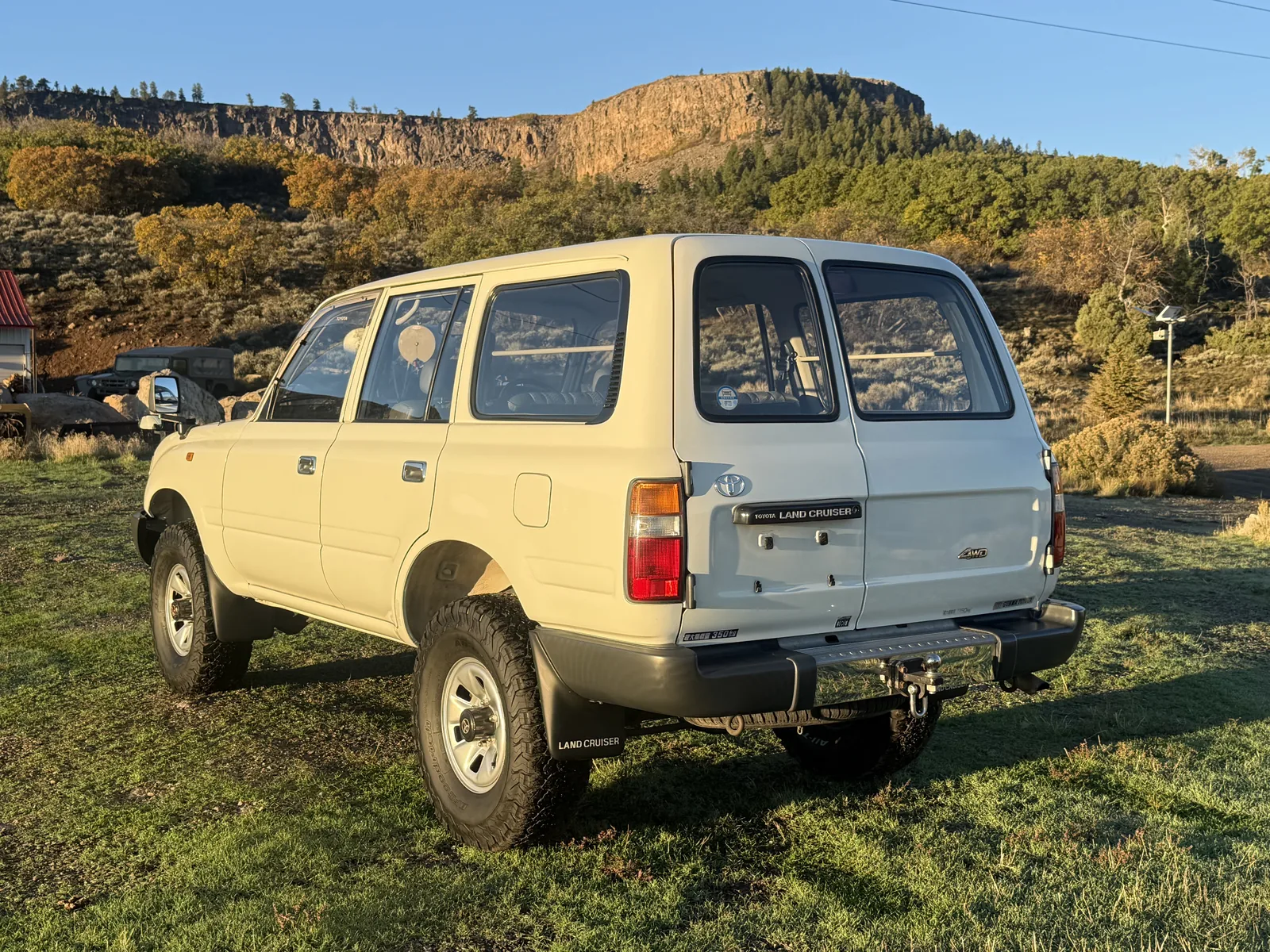 Elevated rear driver-side view of the 1992 HZJ81