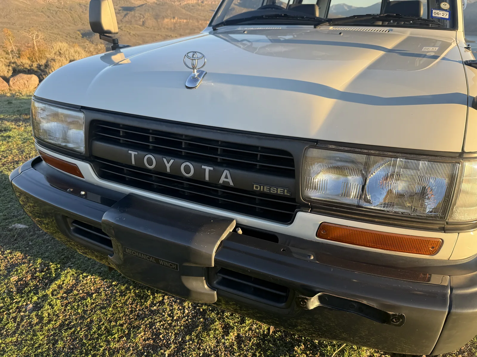 Toyota grille, headlights, and hood detail on the 1992 HZJ81
