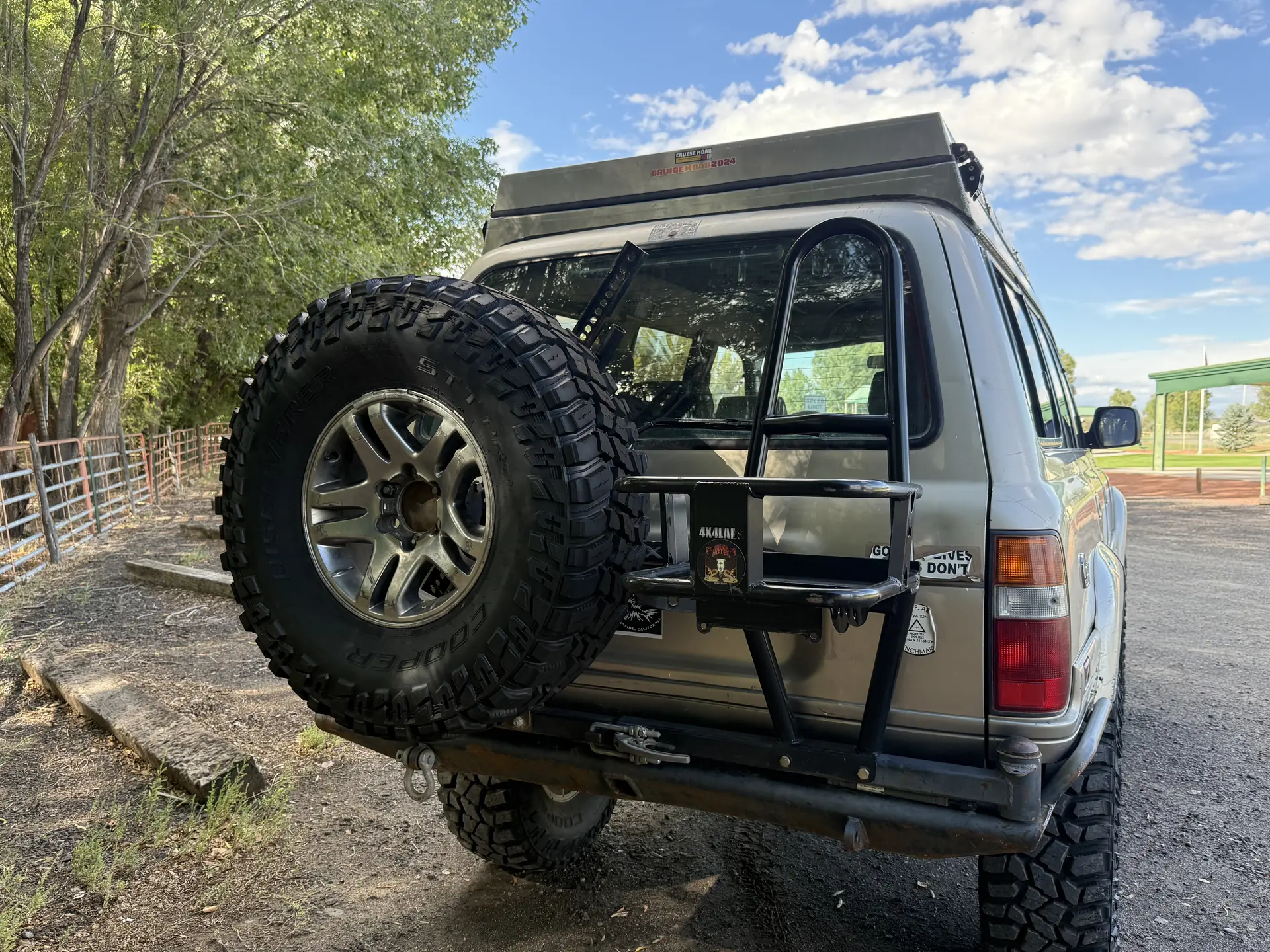 Rear bumper, spare tire carrier and ladder on the 1997 Lexus LX450
