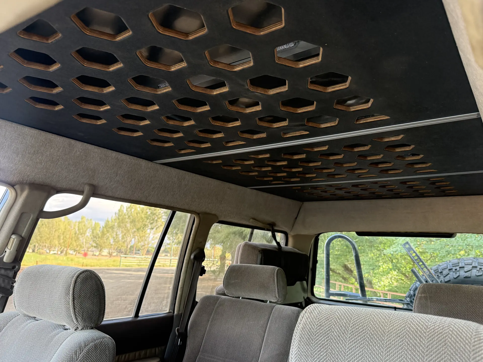 Sleeping platform above the rear cabin of the Lexus LX450