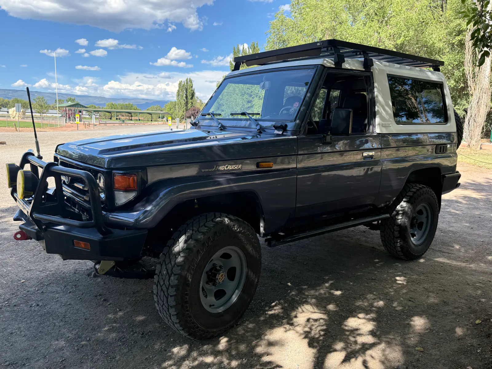 LS-swapped 1985 BJ73 Land Cruiser front driver-side view