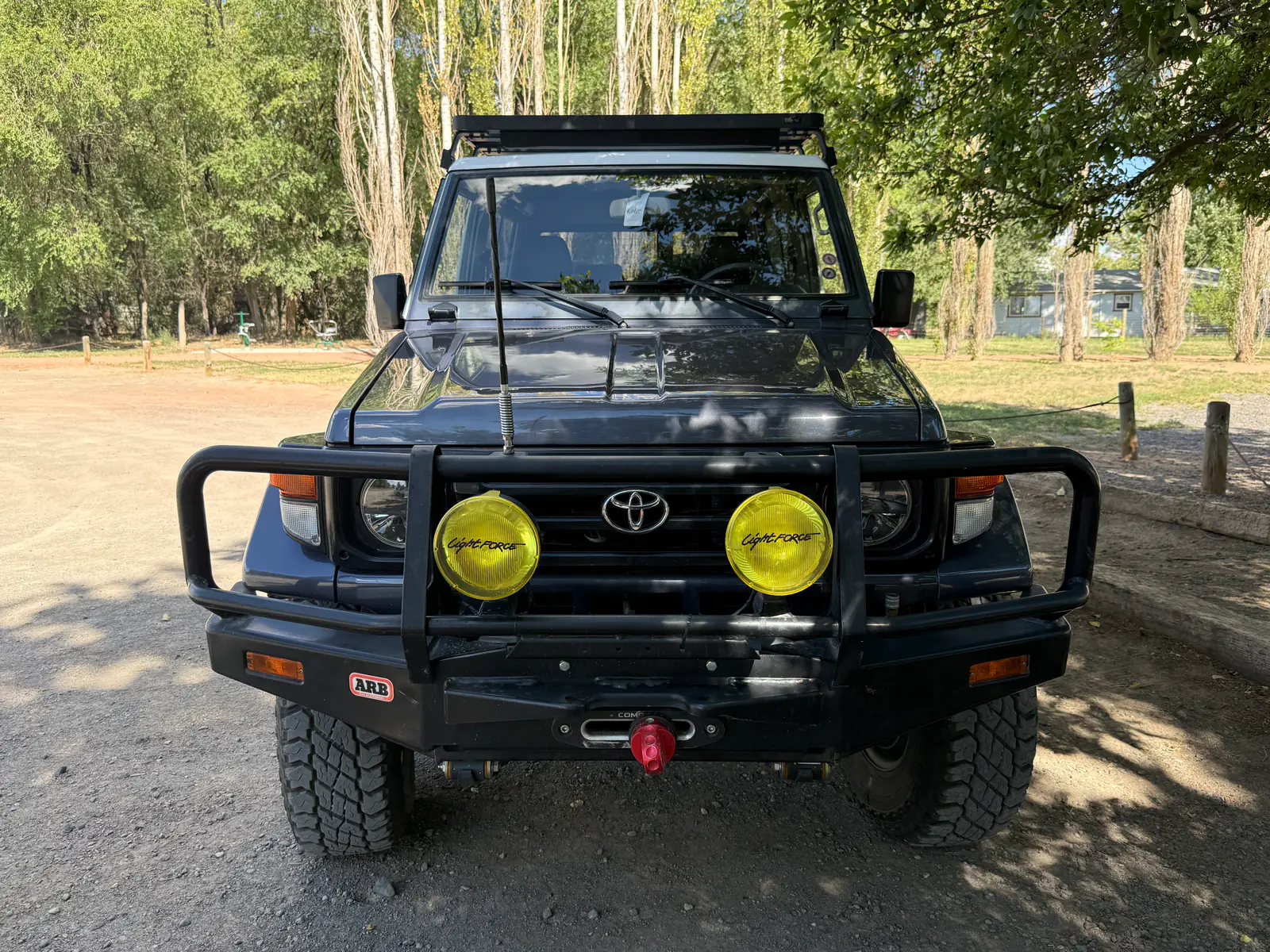 1985 BJ73 Land Cruiser front view with ARB bull bar