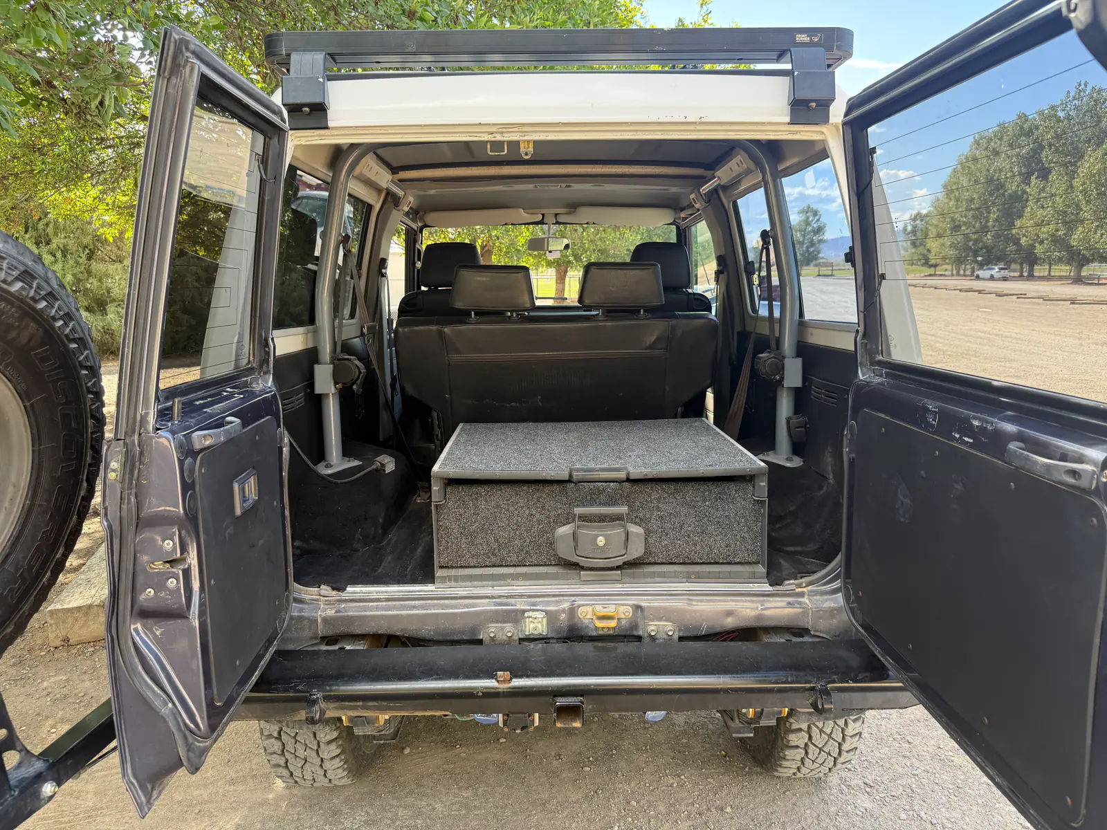 1985 BJ73 Land Cruiser cargo area with ARB drawer
