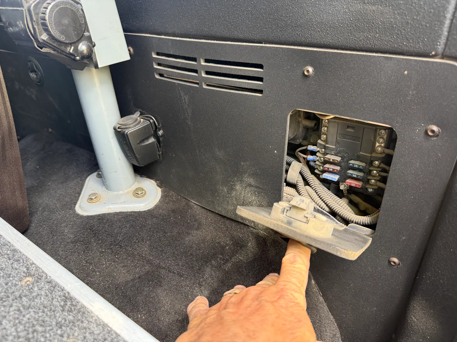 Custom electrical panel in the 1985 BJ73 Land Cruiser