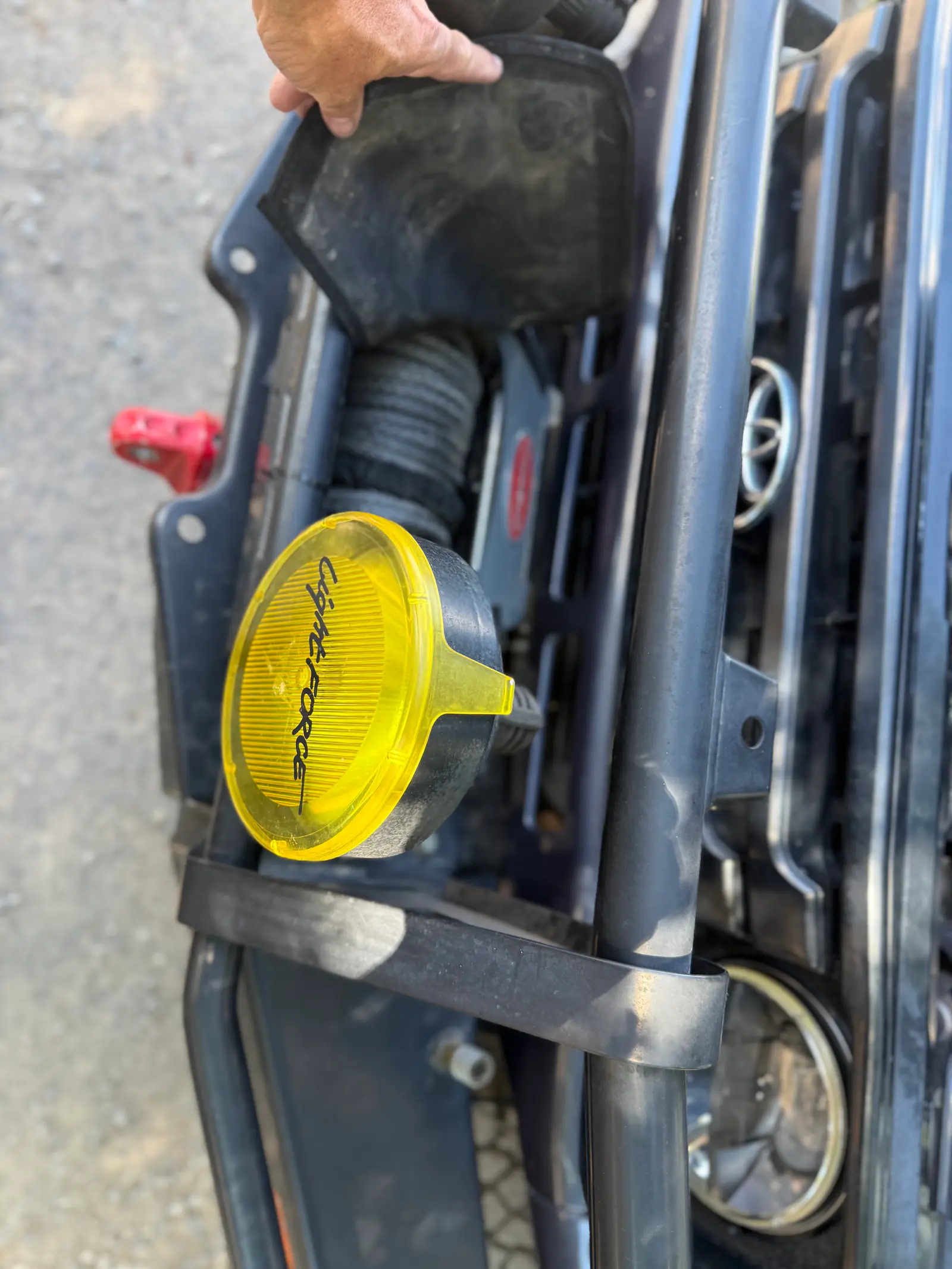 Yellow auxiliary light on the 1985 BJ73 Land Cruiser