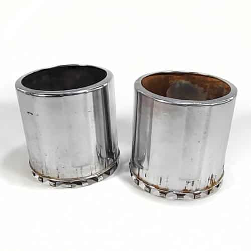 Pair of used chrome front hub caps Proffitts Resurrection Land Cruisers