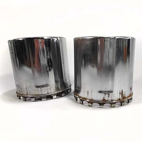 Pair of used chrome front hub caps a Proffitts Resurrection Land Cruisers
